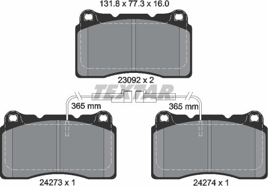 Textar 2427301 - Kit pastiglie freno, Freno a disco autozon.pro