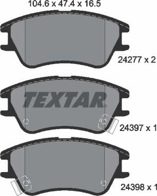 Textar 2427701 - Kit pastiglie freno, Freno a disco autozon.pro