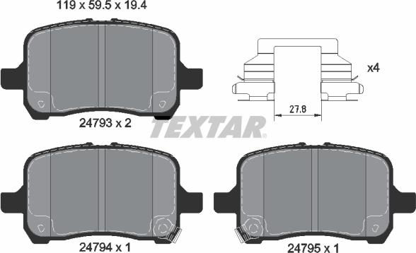 Textar 2479301 - Kit pastiglie freno, Freno a disco autozon.pro