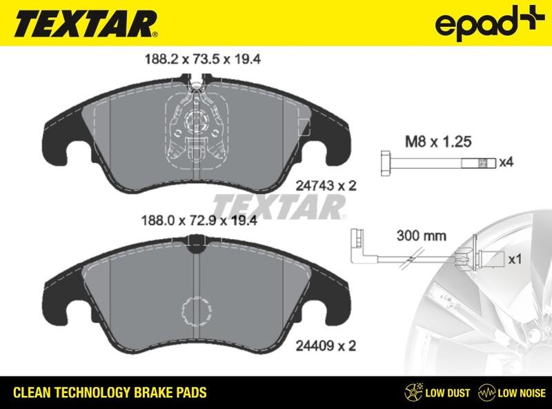 Textar 2474301CP - Kit pastiglie freno, Freno a disco autozon.pro