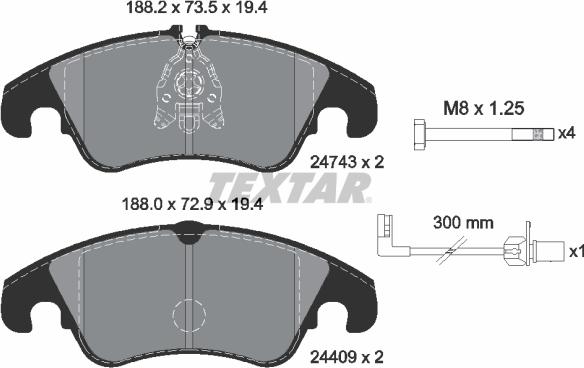 Textar 2474301 - Kit pastiglie freno, Freno a disco autozon.pro