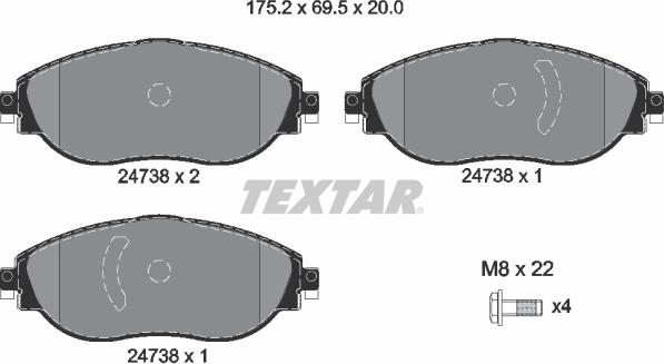 Textar 2473806 - Kit pastiglie freno, Freno a disco autozon.pro