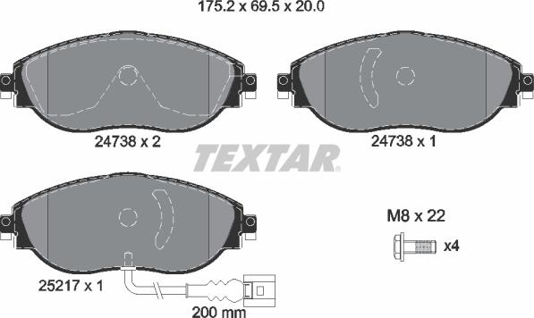 Textar 2473801 - Kit pastiglie freno, Freno a disco autozon.pro