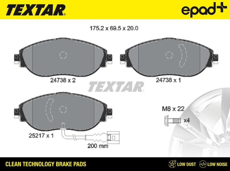 Textar 2473803CP - Kit pastiglie freno, Freno a disco autozon.pro