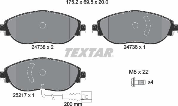 Textar 2473803 - Kit pastiglie freno, Freno a disco autozon.pro