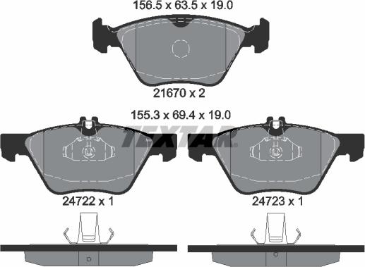 Textar 2472201 - Kit pastiglie freno, Freno a disco autozon.pro