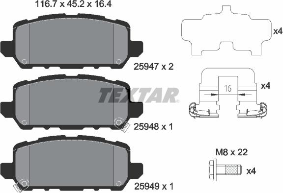 Textar 2594701 - Kit pastiglie freno, Freno a disco autozon.pro