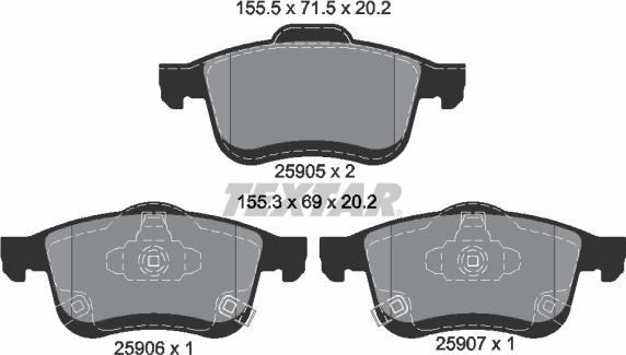 Textar 2590501 - Kit pastiglie freno, Freno a disco autozon.pro