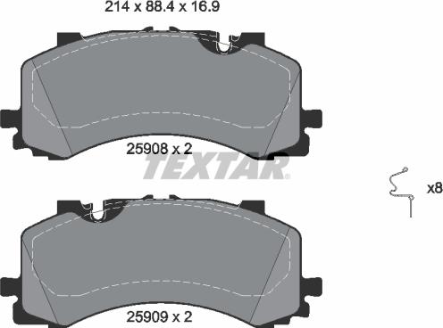 Textar 2590801 - Kit pastiglie freno, Freno a disco autozon.pro