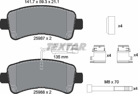 Textar 2598701 - Kit pastiglie freno, Freno a disco autozon.pro