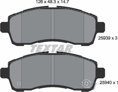 Textar 2593901 - Kit pastiglie freno, Freno a disco autozon.pro