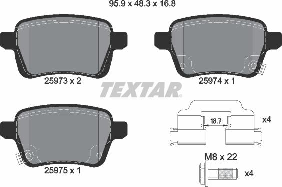 Textar 2597301 - Kit pastiglie freno, Freno a disco autozon.pro