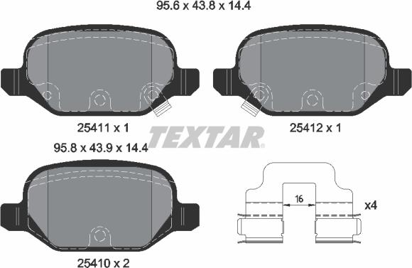 Textar 2541101 - Kit pastiglie freno, Freno a disco autozon.pro