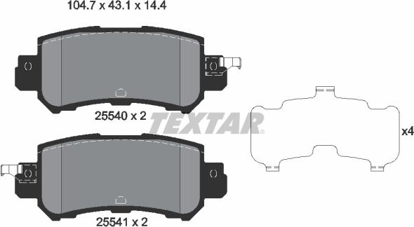 Textar 2554001 - Kit pastiglie freno, Freno a disco autozon.pro