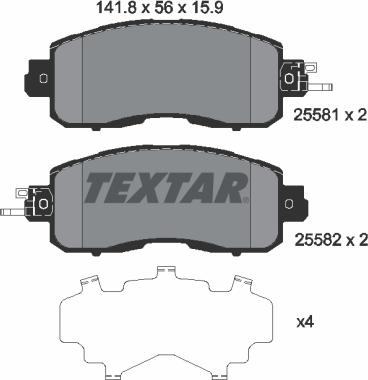 Textar 2558101 - Kit pastiglie freno, Freno a disco autozon.pro