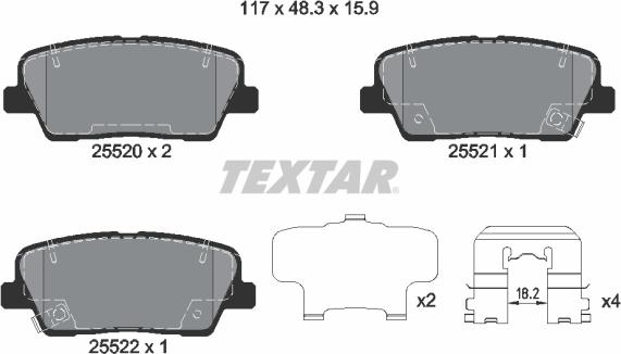 Textar 2552001 - Kit pastiglie freno, Freno a disco autozon.pro