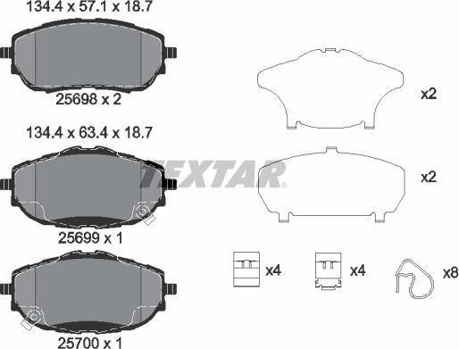 Textar 2569801 - Kit pastiglie freno, Freno a disco autozon.pro