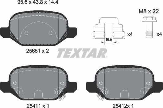 Textar 2565101 - Kit pastiglie freno, Freno a disco autozon.pro