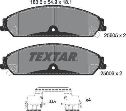 Textar 2560501 - Kit pastiglie freno, Freno a disco autozon.pro