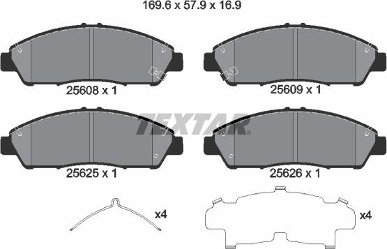 Textar 2560801 - Kit pastiglie freno, Freno a disco autozon.pro