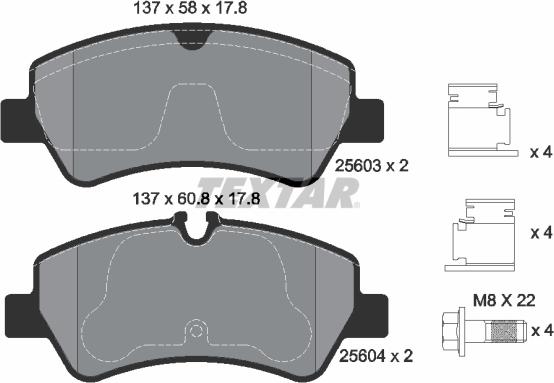 Textar 2560301 - Kit pastiglie freno, Freno a disco autozon.pro