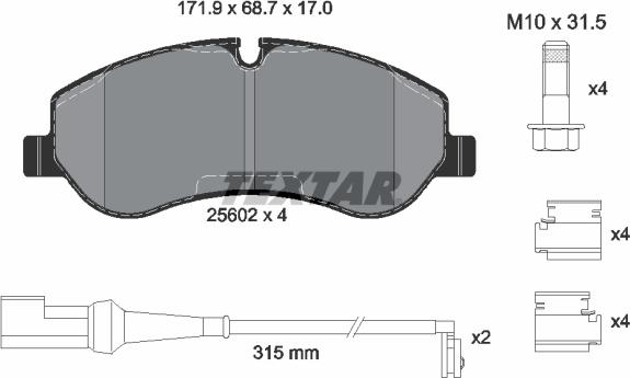 Textar 2560201 - Kit pastiglie freno, Freno a disco autozon.pro