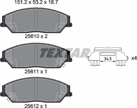 Textar 2561001 - Kit pastiglie freno, Freno a disco autozon.pro