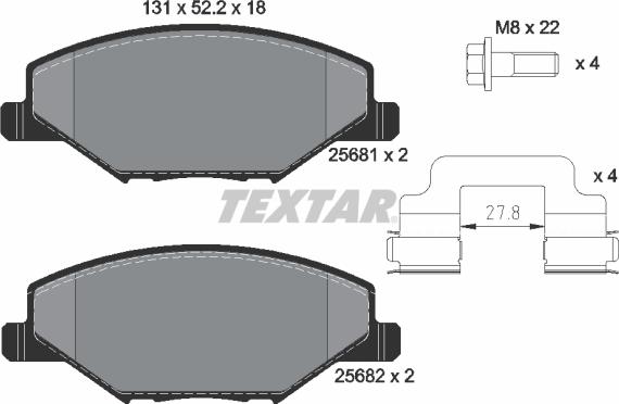 Textar 2568101 - Kit pastiglie freno, Freno a disco autozon.pro