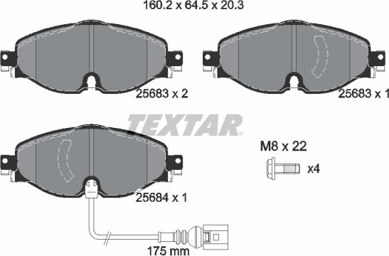 Textar 2568301 - Kit pastiglie freno, Freno a disco autozon.pro