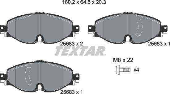 Textar 2568303 - Kit pastiglie freno, Freno a disco autozon.pro