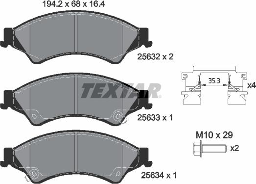 Textar 2563201 - Kit pastiglie freno, Freno a disco autozon.pro