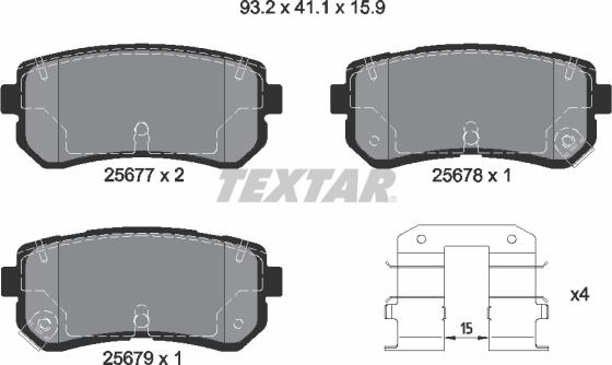 Textar 2567701 - Kit pastiglie freno, Freno a disco autozon.pro