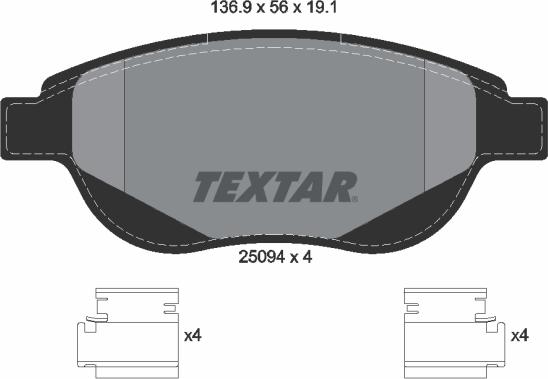 Textar 2509401 - Kit pastiglie freno, Freno a disco autozon.pro