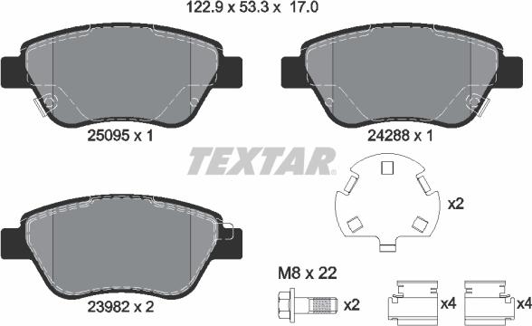 Textar 2509501 - Kit pastiglie freno, Freno a disco autozon.pro