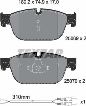 Textar 2506901 - Kit pastiglie freno, Freno a disco autozon.pro