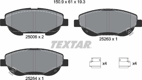 Textar 2500601 - Kit pastiglie freno, Freno a disco autozon.pro