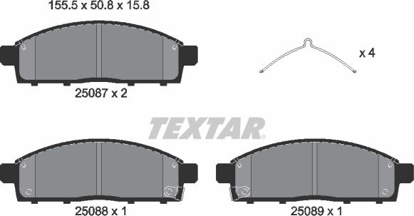 Textar 2508703 - Kit pastiglie freno, Freno a disco autozon.pro