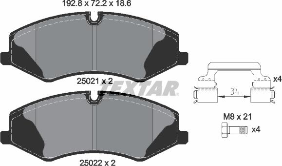 Textar 2502101 - Kit pastiglie freno, Freno a disco autozon.pro