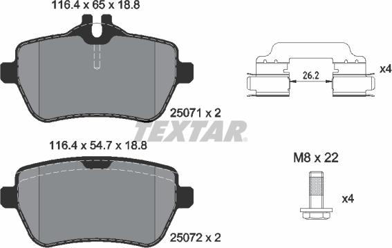 Textar 2507101 - Kit pastiglie freno, Freno a disco autozon.pro