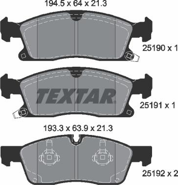 Textar 2519001 - Kit pastiglie freno, Freno a disco autozon.pro