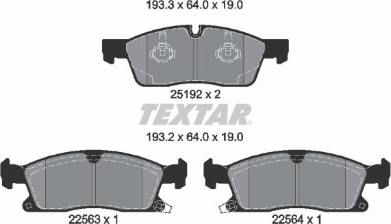 Textar 2519209 - Kit pastiglie freno, Freno a disco autozon.pro