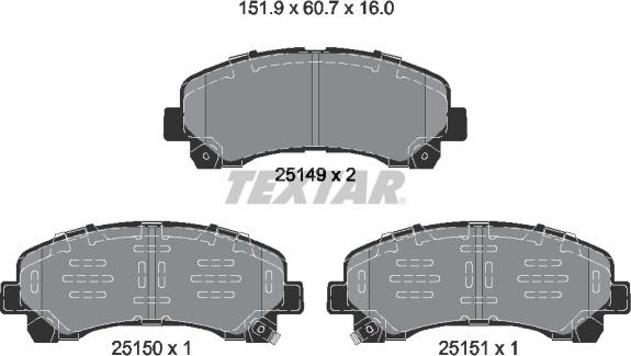 Textar 2514904 - Kit pastiglie freno, Freno a disco autozon.pro