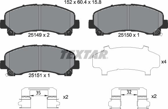 Textar 2514901 - Kit pastiglie freno, Freno a disco autozon.pro