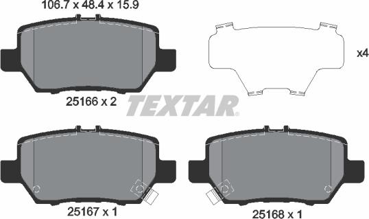 Textar 2516601 - Kit pastiglie freno, Freno a disco autozon.pro