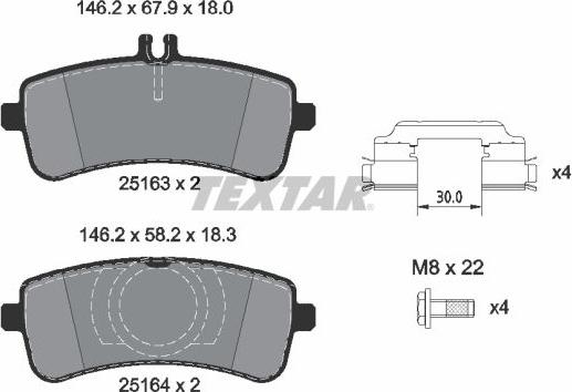 Textar 2516305 - Kit pastiglie freno, Freno a disco autozon.pro