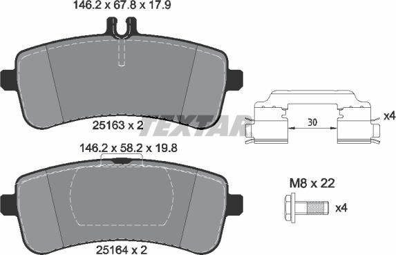 Textar 2516301 - Kit pastiglie freno, Freno a disco autozon.pro