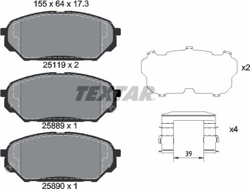 Textar 2511901 - Kit pastiglie freno, Freno a disco autozon.pro