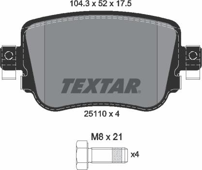 Textar 2511001 - Kit pastiglie freno, Freno a disco autozon.pro