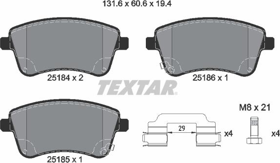 Textar 2518401 - Kit pastiglie freno, Freno a disco autozon.pro