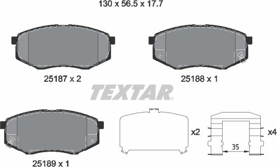 Textar 2518704 - Kit pastiglie freno, Freno a disco autozon.pro